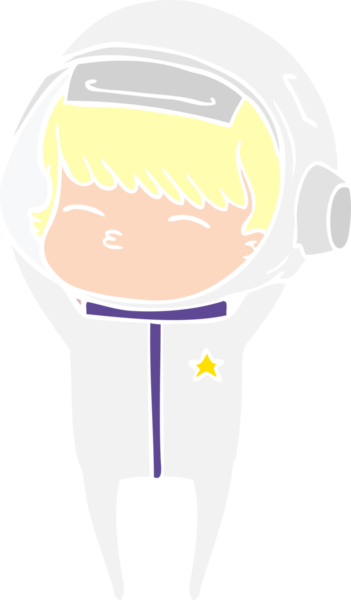 Düz renkli çizgi film meraklısı astronot bir insan tarafından çizilmiş.