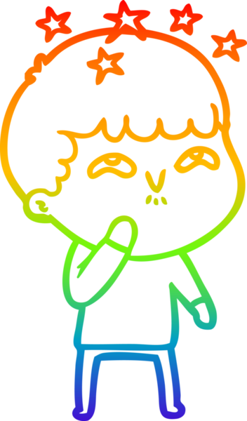 gökkuşağının gradyan çizimi bir çizgi film karakteri tarafından çizilmiş.