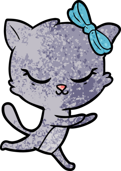 Bir insan tarafından çizilmiş sevimli çizgi film kedisi.