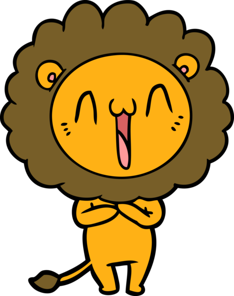 Bir insan tarafından çizilmiş mutlu çizgi film aslanı.
