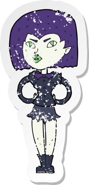 Bir insan tarafından çizilmiş vampir bir kızın gerilimli çıkartması.