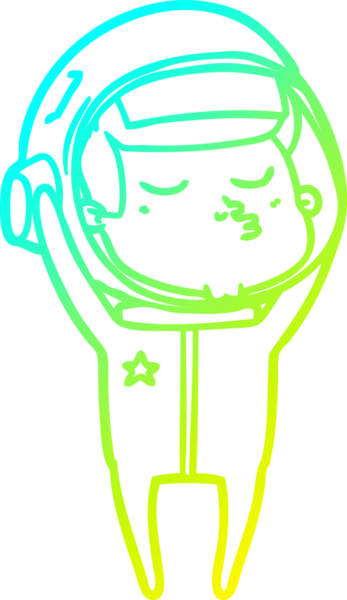 Bir insan tarafından çizilmiş kendinden emin bir astronotun soğuk çizgi çizimi.