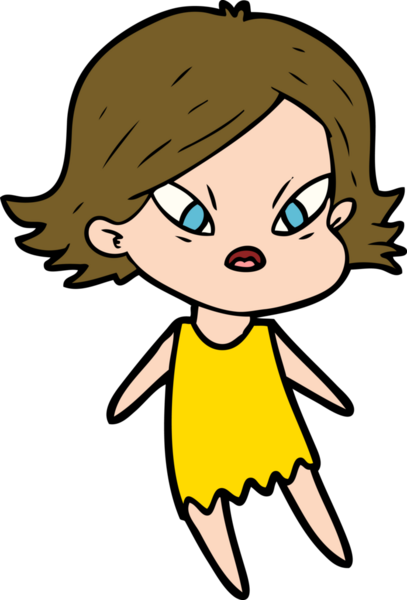 Çizgi film bir insan tarafından çizilmiş stresli kadın.