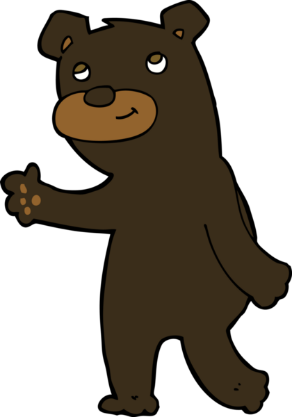 Bir insan tarafından çizilmiş sevimli çizgi film kara ayısı.