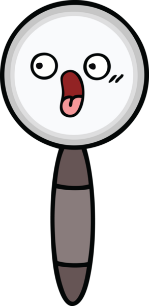 Bir insan tarafından çizilmiş bir büyüteç karikatürü.