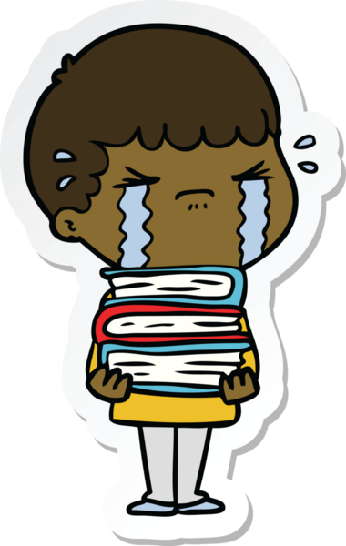 Bir insan tarafından çizilmiş, ağlayan bir çizgi film karakterinin çıkartması.