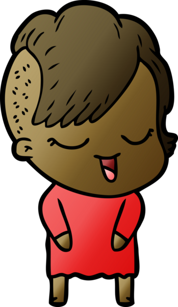 Bir insan tarafından çizilmiş mutlu çizgi film kızı.