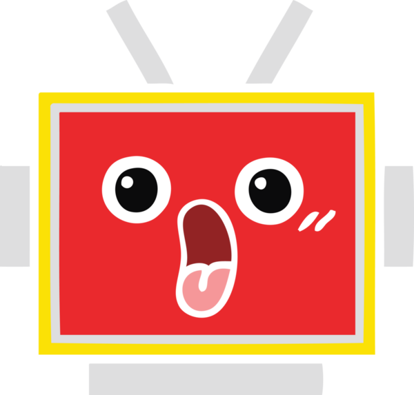 Bir insan tarafından çizilmiş robot kafasının düz renkli retro karikatürü