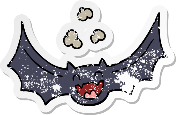 Bir insan tarafından çizilmiş karikatür yarasasının sıkıntılı çıkartması.