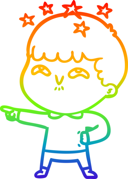 gökkuşağının gradyan çizimi bir çizgi film karakteri tarafından çizilmiş.