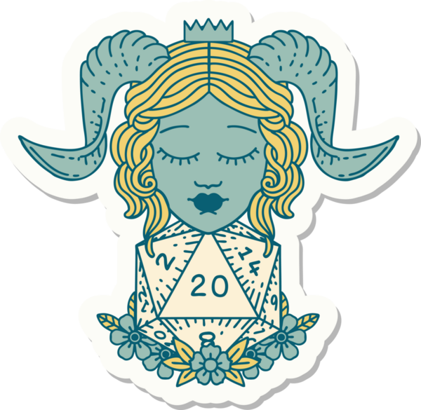 Bir insan tarafından çizilmiş doğal 20 d20 zarlı bir yapıştırma.