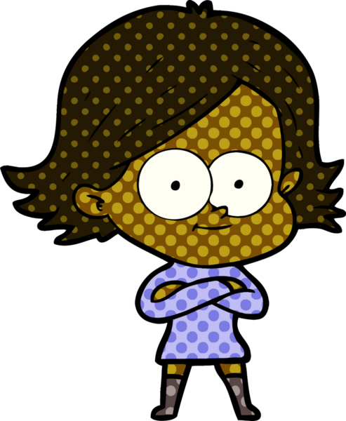 Bir insan tarafından çizilmiş mutlu çizgi film kızı.