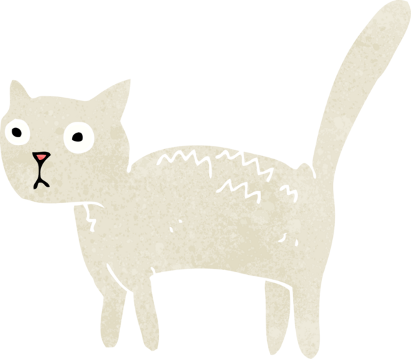 Bir insan tarafından çizilmiş korkmuş çizgi film kedisi.