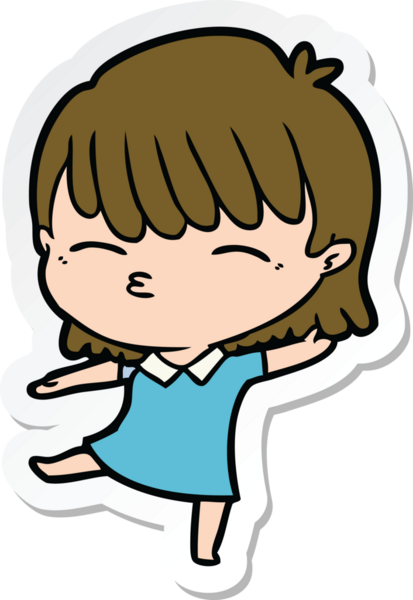 Bir insan tarafından çizilmiş bir karikatür kadının çıkartması.