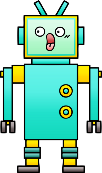 Bir insan tarafından çizilmiş bir robotun gölgelenmiş çizimi