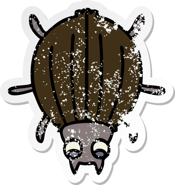 İnsan eliyle çizilmiş garip bir karikatür böceğinin sıkıntılı çıkartması.