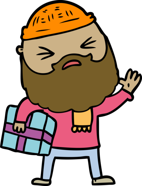 Bir insan tarafından çizilmiş sakallı bir çizgi film adamı.