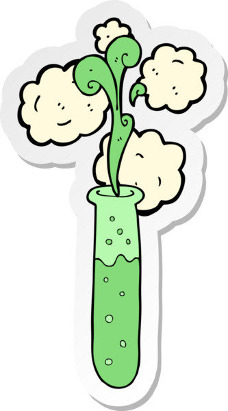 Bir insan tarafından çizilmiş bir karikatür bilim test tüpünün çıkartması.