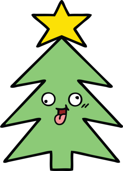 Bir insan tarafından çizilmiş güzel bir Noel ağacı karikatürü.