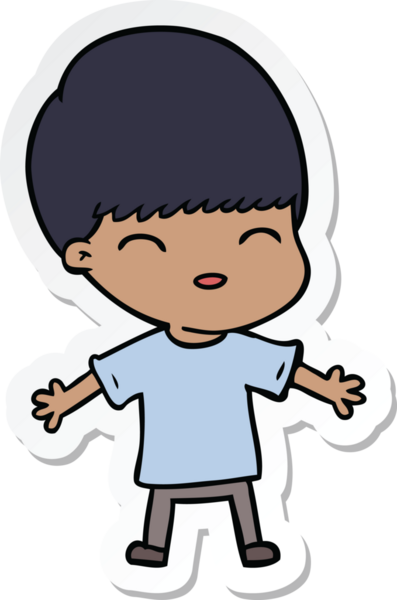 Bir insan tarafından çizilmiş mutlu bir çizgi film çocuğunun çıkartması.