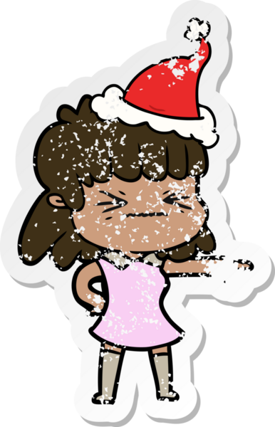 Bir insan tarafından çizilmiş Noel Baba şapkası giymiş bir kadının el yazısı.