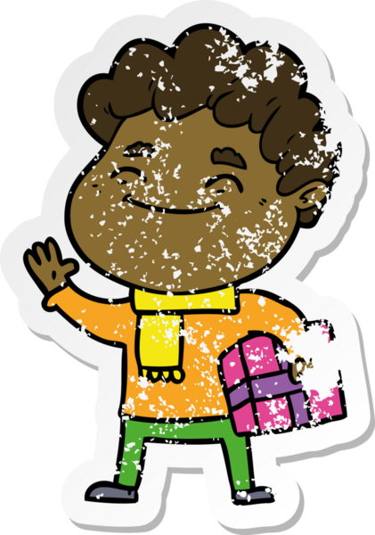 Bir insan tarafından çizilmiş, karikatür dostu bir adamın sıkıntılı çıkartması.