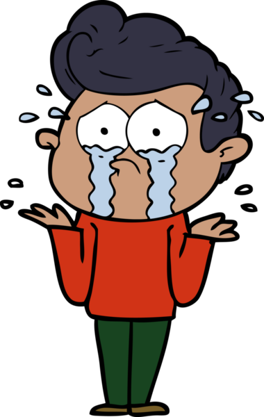 Bir insan tarafından çizilmiş ağlayan bir karikatür.