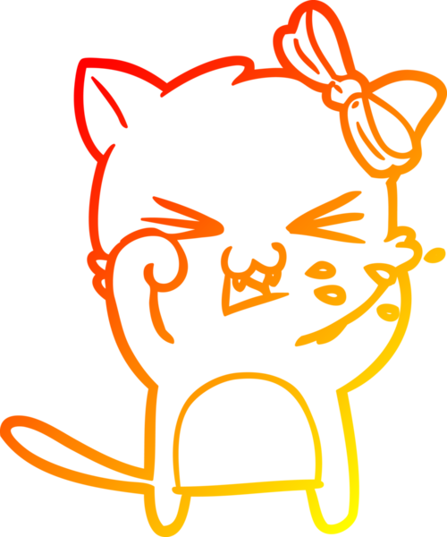 Bir insan tarafından çizilmiş çizgi film kedisinin sıcak çizgi çizimi