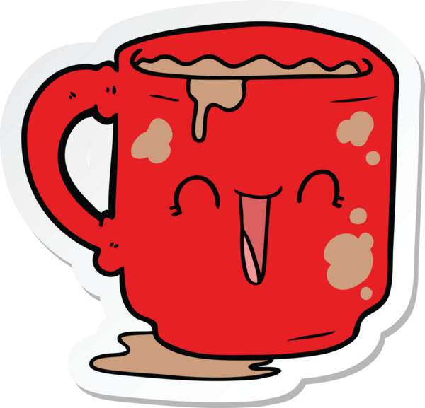 Bir insan tarafından çizilmiş pis ofis kupasının çıkartması.