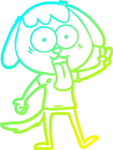 Bir insan tarafından çizilmiş şirin bir çizgi köpeğin soğuk gradyan çizgisi.