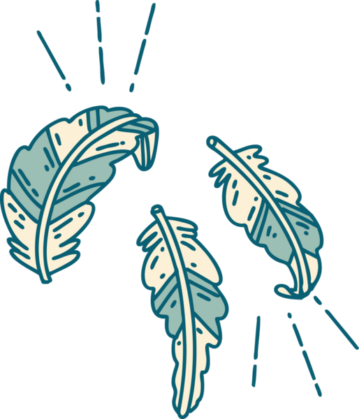 Bir insan tarafından çizilmiş geleneksel dövme tüylerinin çizimi