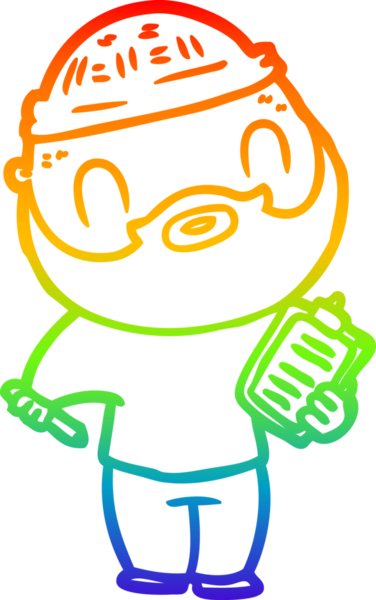 Gökkuşağı gradyan çizgi çizimi bir insan tarafından çizilmiş sakallı bir adamın