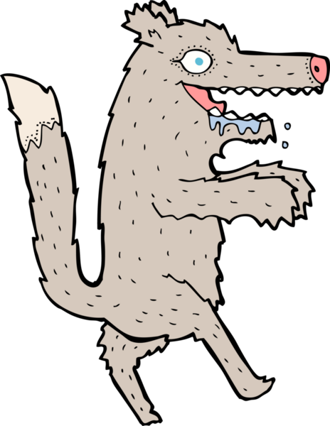 Bir insan tarafından çizilmiş büyük kötü kurt çizgi filmi.