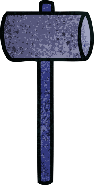 Bir insan tarafından çizilmiş bir çekicin el çizimi karikatürü.