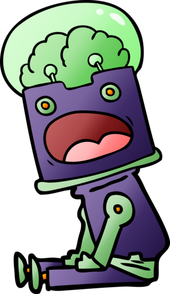 Bir insan tarafından çizilmiş çizgi film robotu