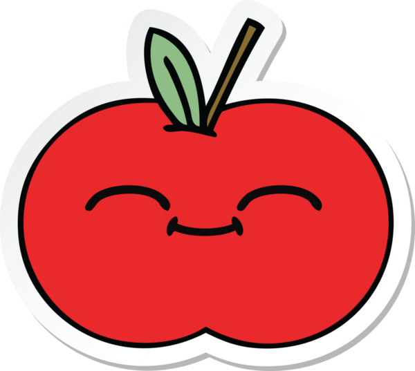 Bir insan tarafından çizilmiş kırmızı bir çizgi filmin çıkartması.