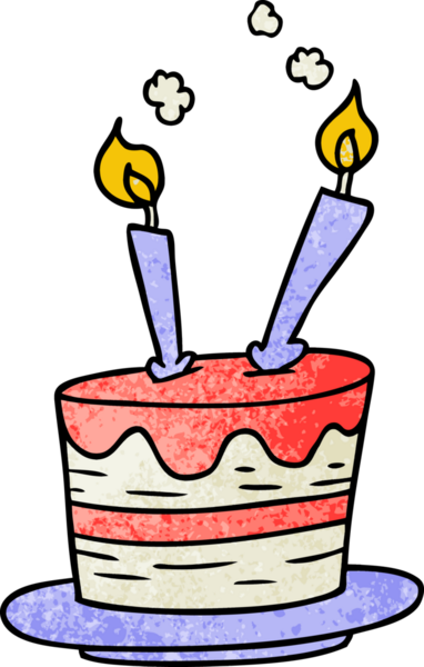 Bir insanın çizdiği doğum günü pastasının el çizimi karikatürü.