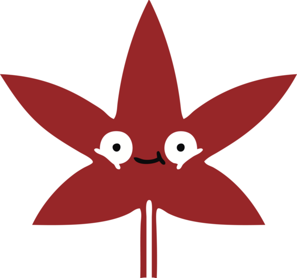 Bir insan tarafından çizilen sonbahar yaprağının düz renk retro karikatürü