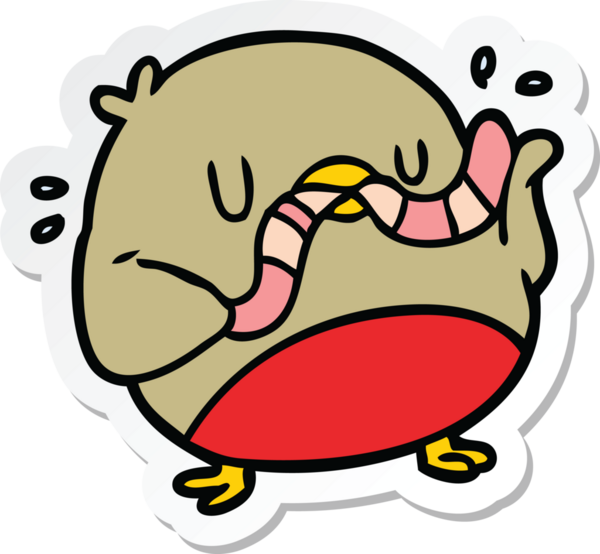 Bir insan tarafından çizilmiş kurtlu robin karikatürü.