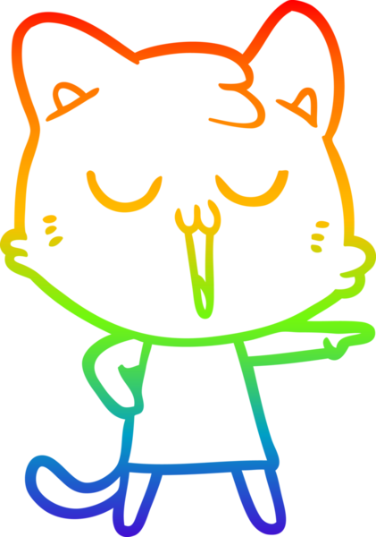 gökkuşağı gradyan çizgi çizimi bir insan tarafından çizilmiş bir çizgi film kedisi