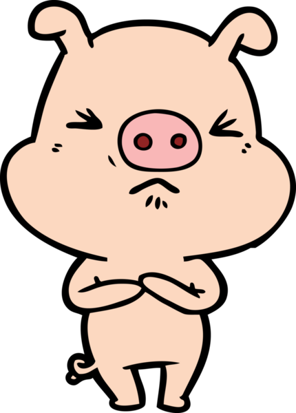 Bir insan tarafından çizilmiş kızgın domuz çizgi filmi.