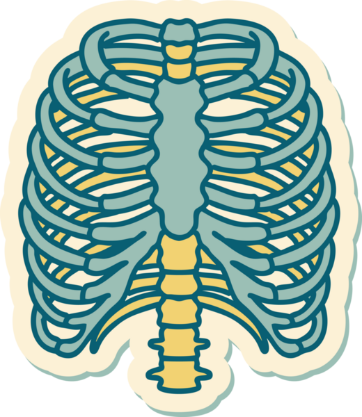 Bir insan tarafından çizilmiş geleneksel bir göğüs kafesi stili dövme çıkartması.