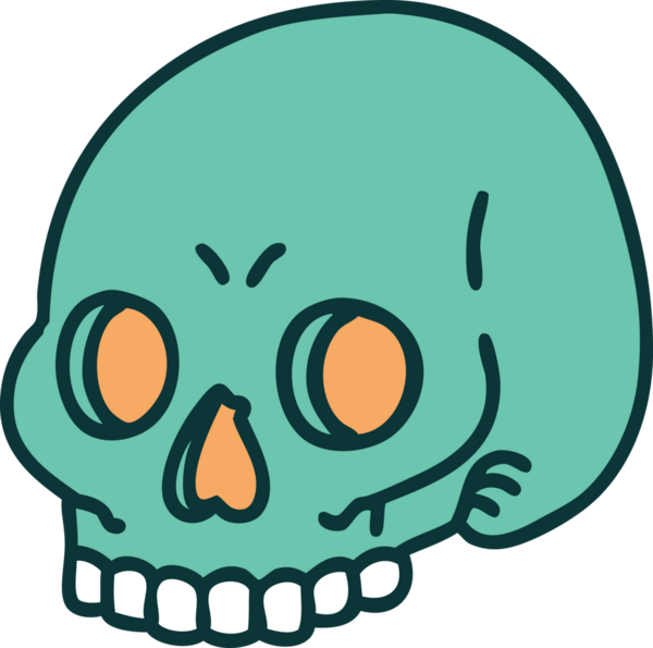 Bir insan tarafından çizilmiş bir kafatasının ikonik dövme şekli