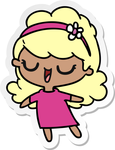 Bir insan tarafından çizilmiş kawai kızının serbest sticker karikatürü.