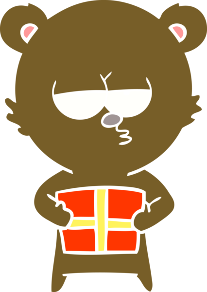 Noel ayısı düz renkli çizgi film bir insan tarafından çizildi.