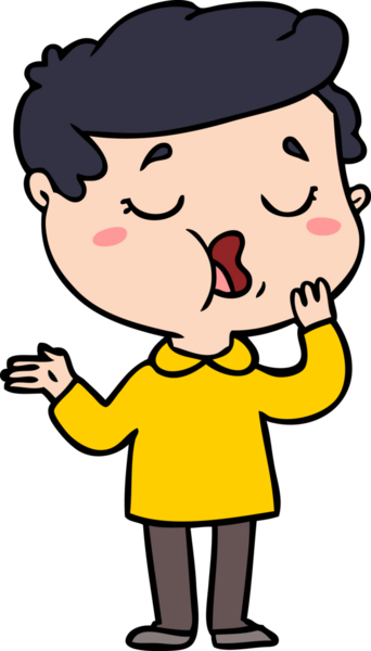 Bir insan tarafından çizilmiş karikatür adam konuşuyor.