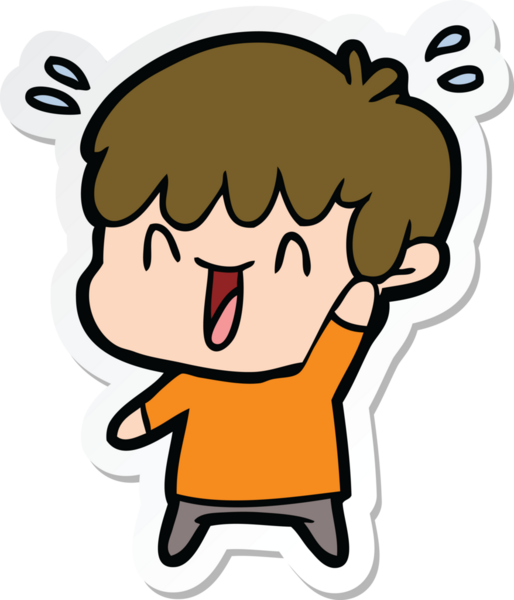 Bir insan tarafından çizilmiş, gülen bir çocuğun çıkartması.