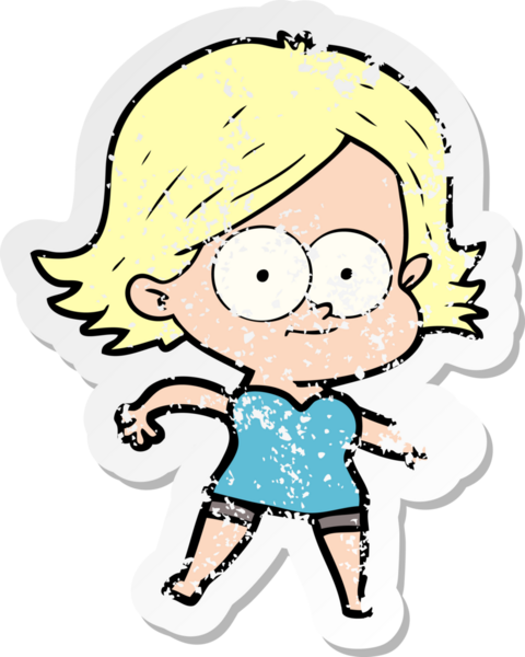 Bir insan tarafından çizilmiş mutlu bir çizgi film kızının sıkıntılı çıkartması.