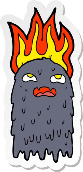 Bir insan tarafından çizilmiş yanan bir hayaletin çıkartması.