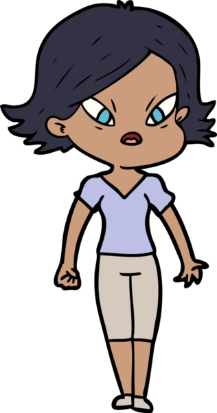 Çizgi film bir insan tarafından çizilmiş stresli kadın.